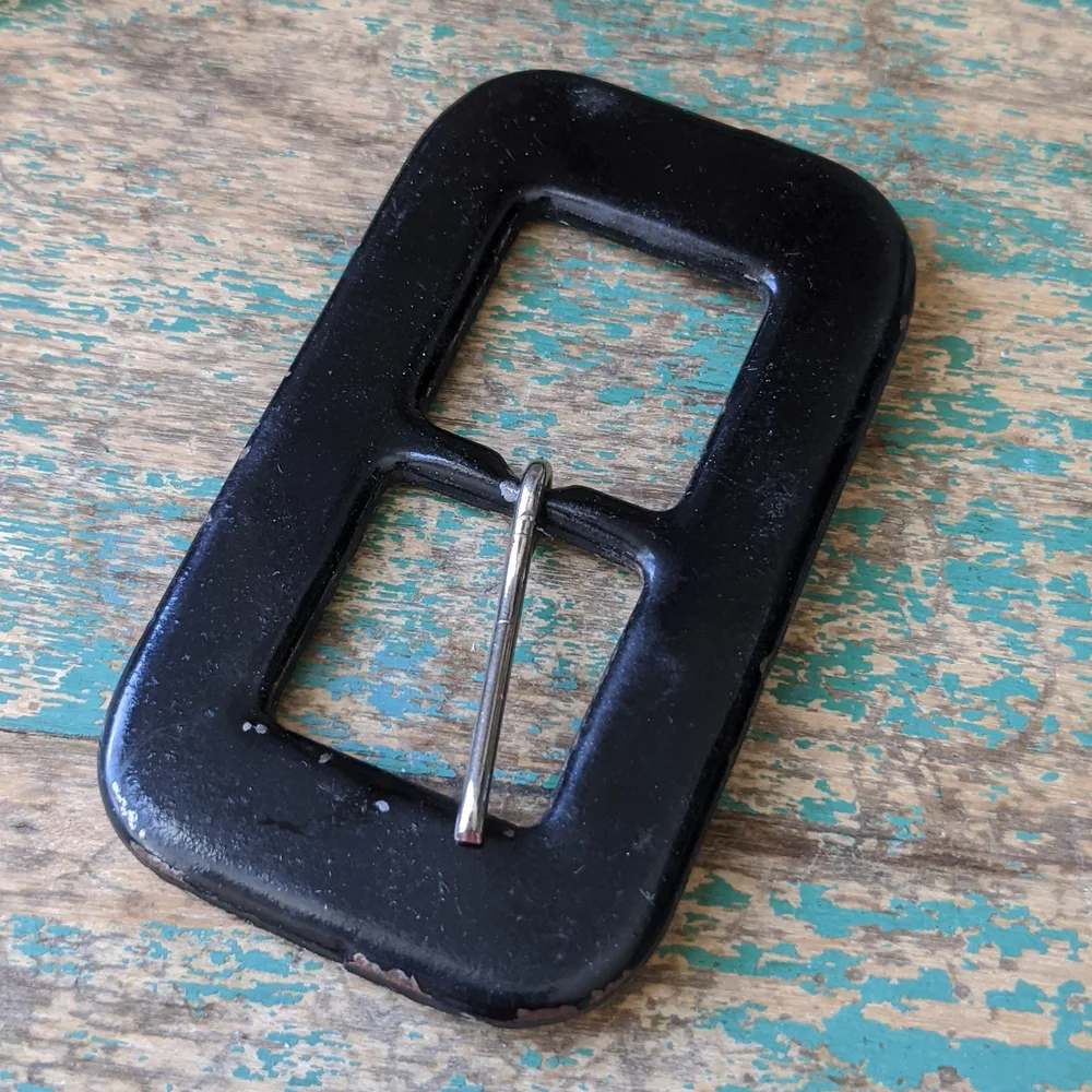Bundle of 4 Vintage Buckles - Wood, Lucite, Faux Leather Tight Top, Cardboard